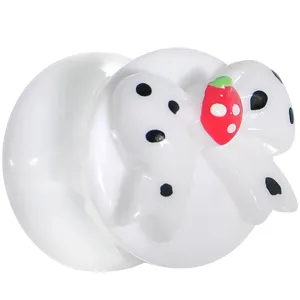 1/2 White Acrylic Berry Polka Dot Bow Saddle Plug