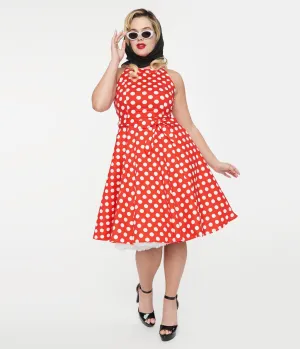 1950s Red & White Polka Dot Cotton Swing Dress