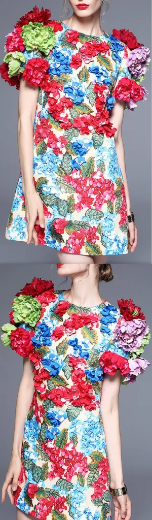 3D Floral Applique Dress