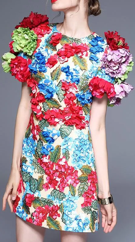 3D Floral Applique Dress