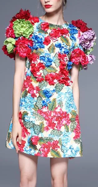 3D Floral Applique Dress