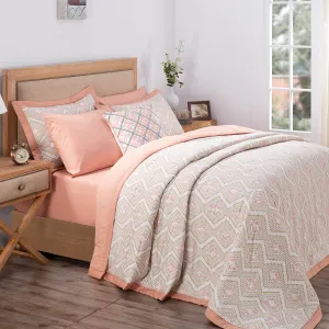 8PC Quilt/Quilted Bed Cover Set Global Atelier Demon Dash Peach