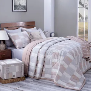 9PC Quilt/Quilted Bed Cover Set Rurban Grandoise Triple Color Neutral