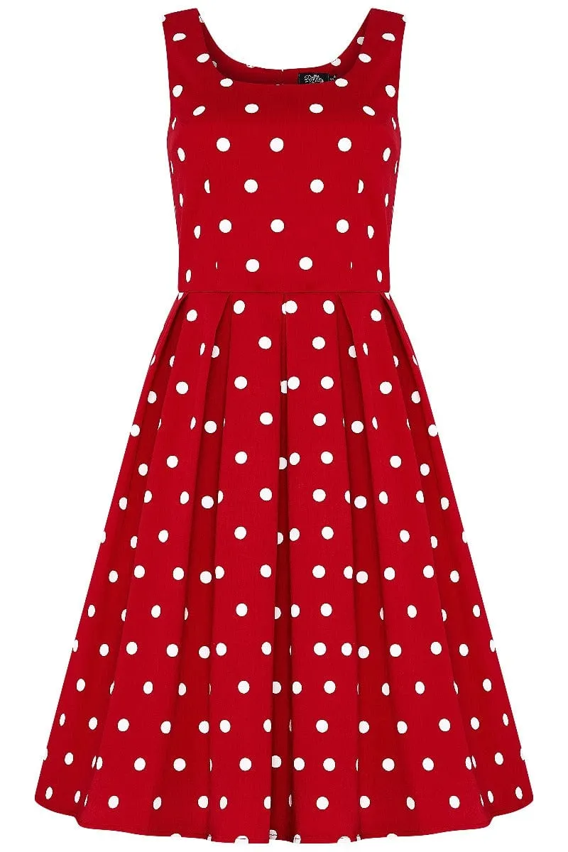 Amanda Polka Dot Swing Dress In Red & White