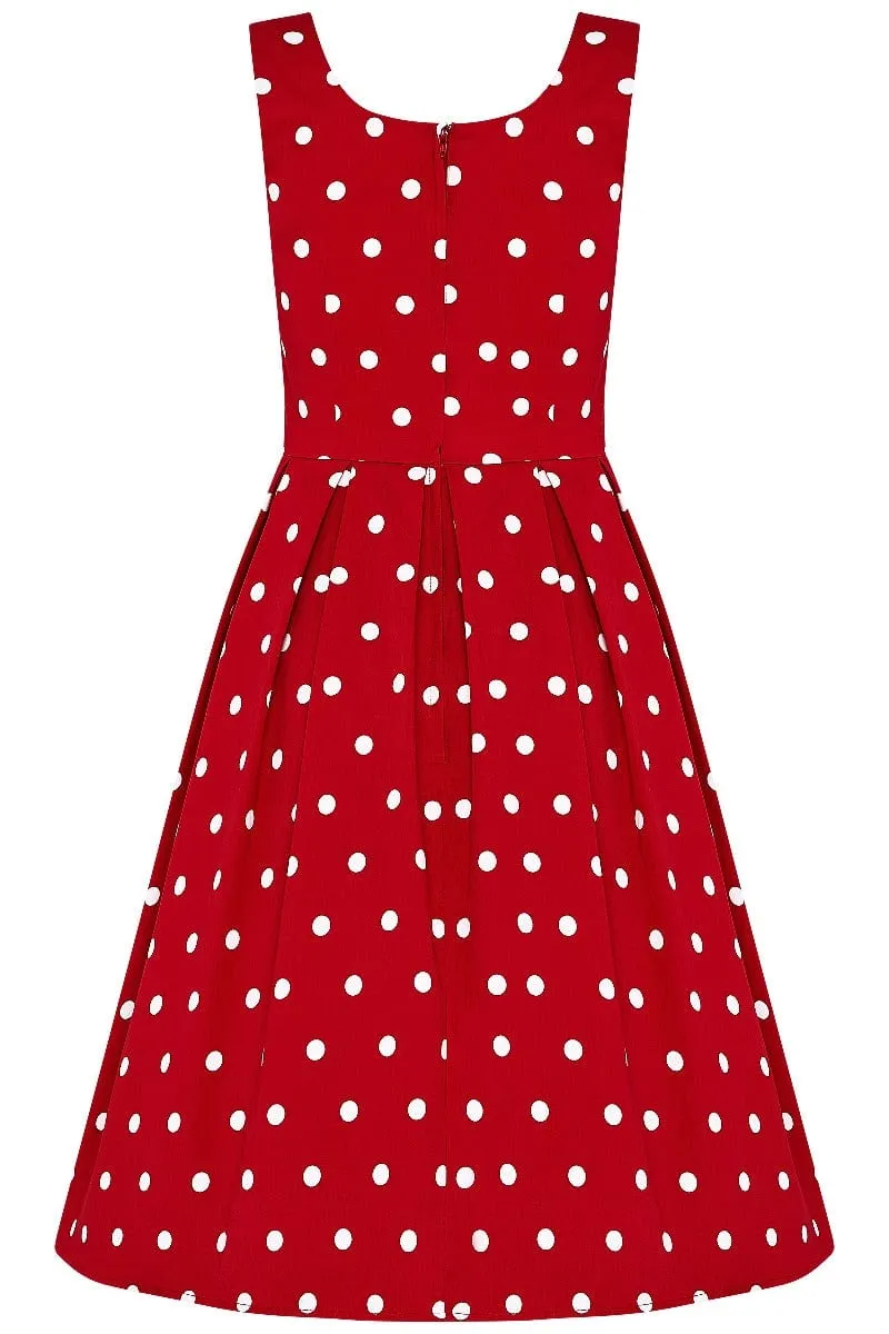 Amanda Polka Dot Swing Dress In Red & White