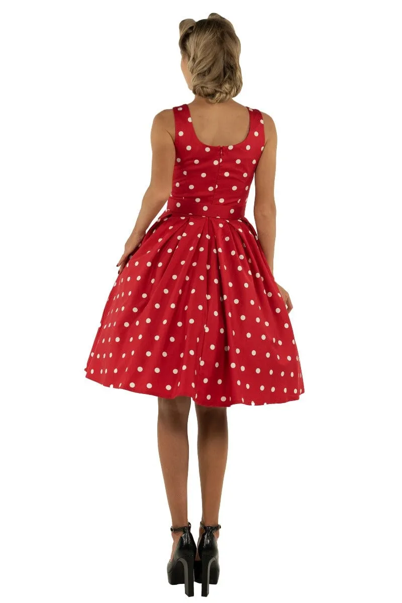 Amanda Polka Dot Swing Dress In Red & White