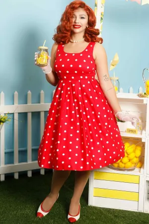 Amanda Polka Dot Swing Dress In Red & White