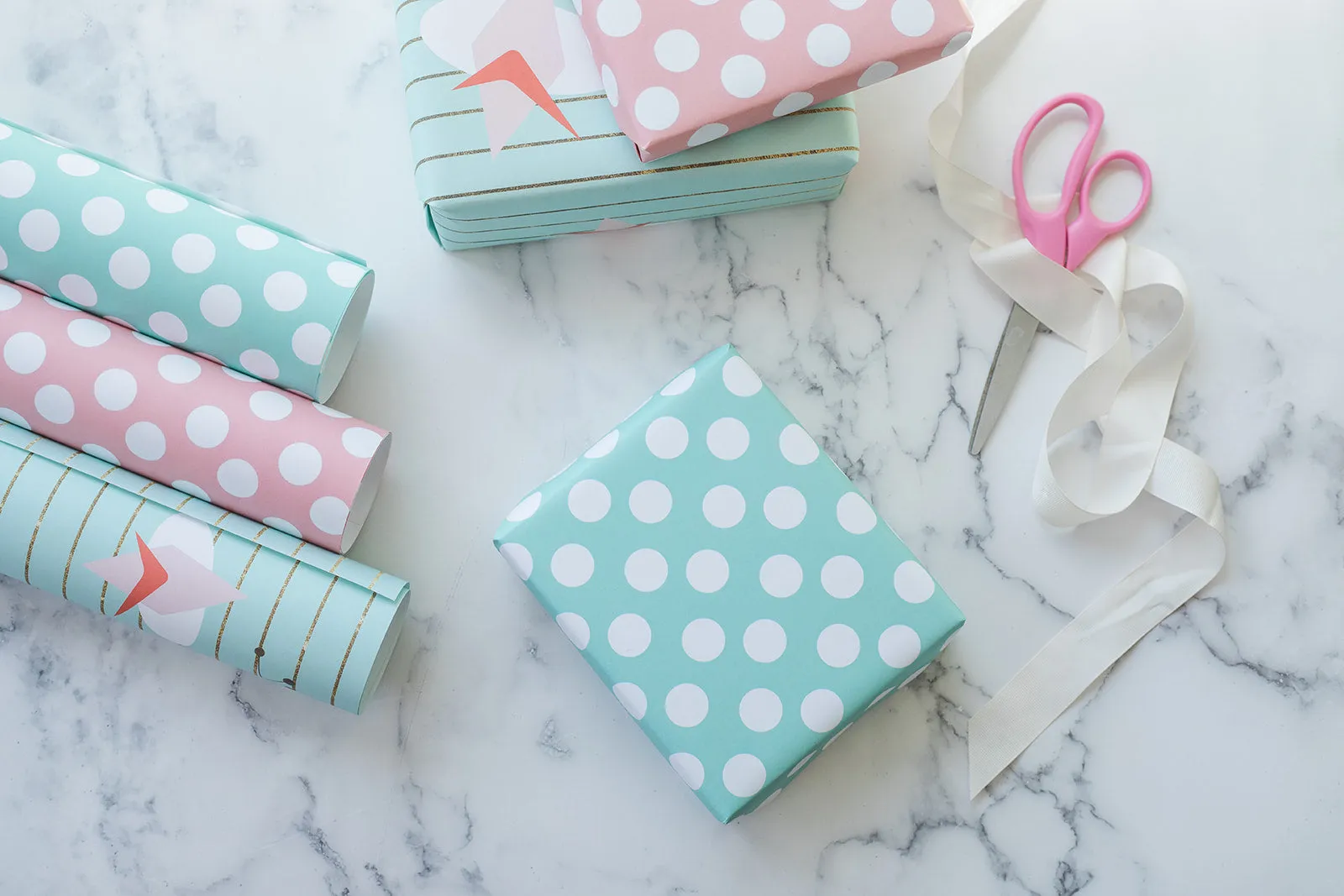 Aqua Polka Dot Gift Wrap