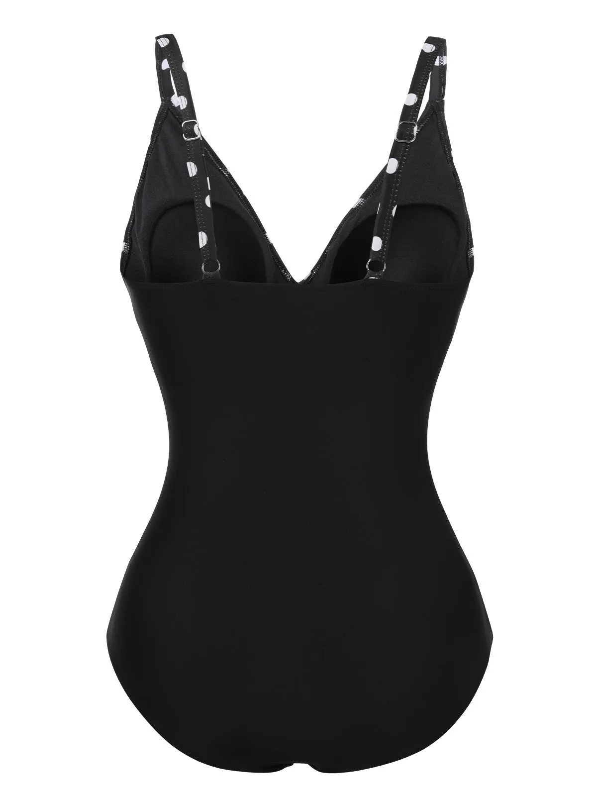 Black 1930s Polka Dots One-Piece Swimsuit