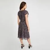 Black Ditsy Daisy Print Tea Dress