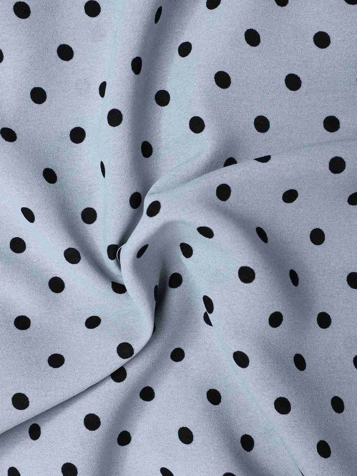 Blue 1960s Polka Dot V-Neck Pencil Dress