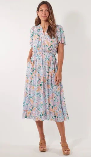 Botanical Midi Dress Salt Hydrangea