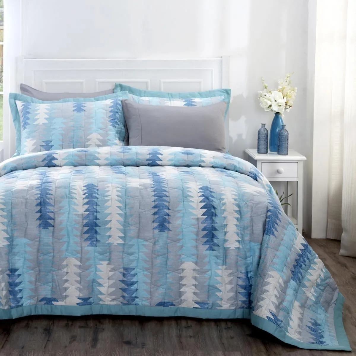 Co-Exist Pinon Summer AC Quilt/Quilted Bed Cover/Comforter Blue