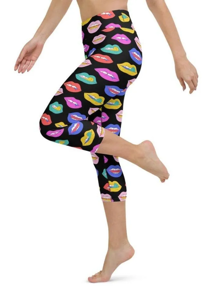 Colorful Lips Yoga Capris