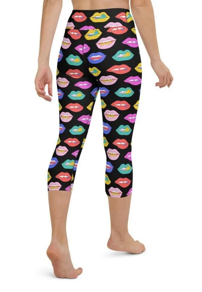 Colorful Lips Yoga Capris