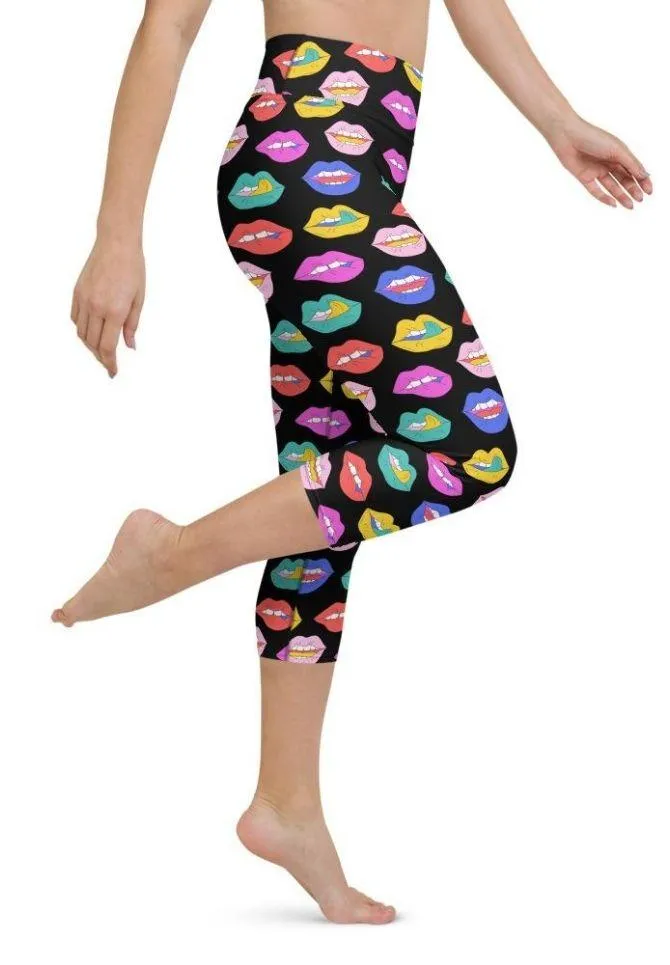 Colorful Lips Yoga Capris