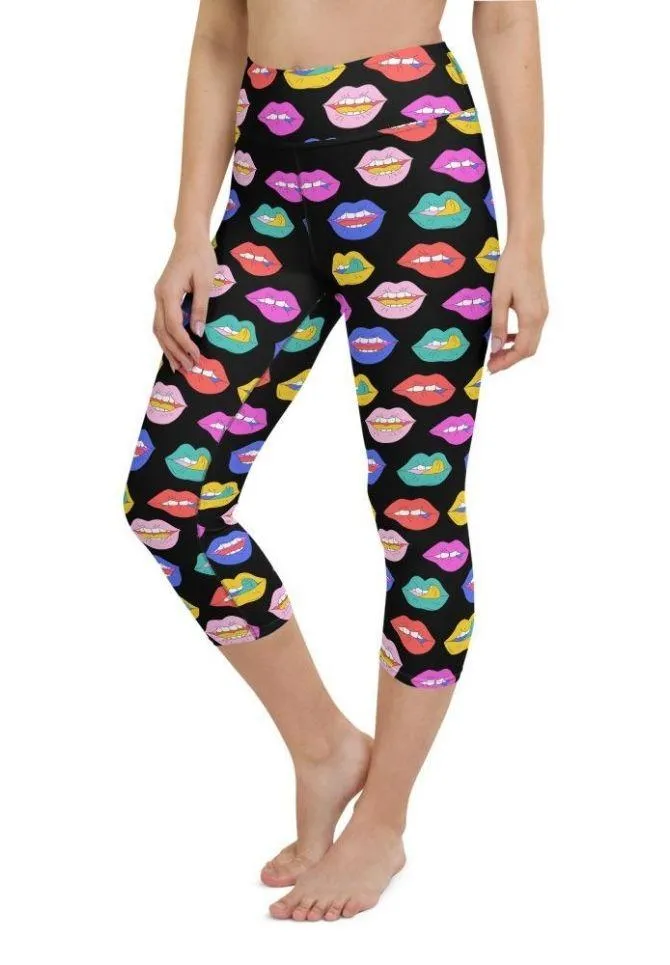 Colorful Lips Yoga Capris