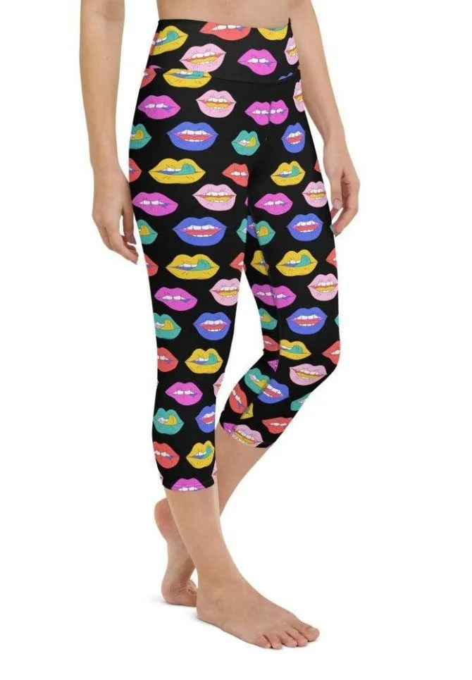 Colorful Lips Yoga Capris