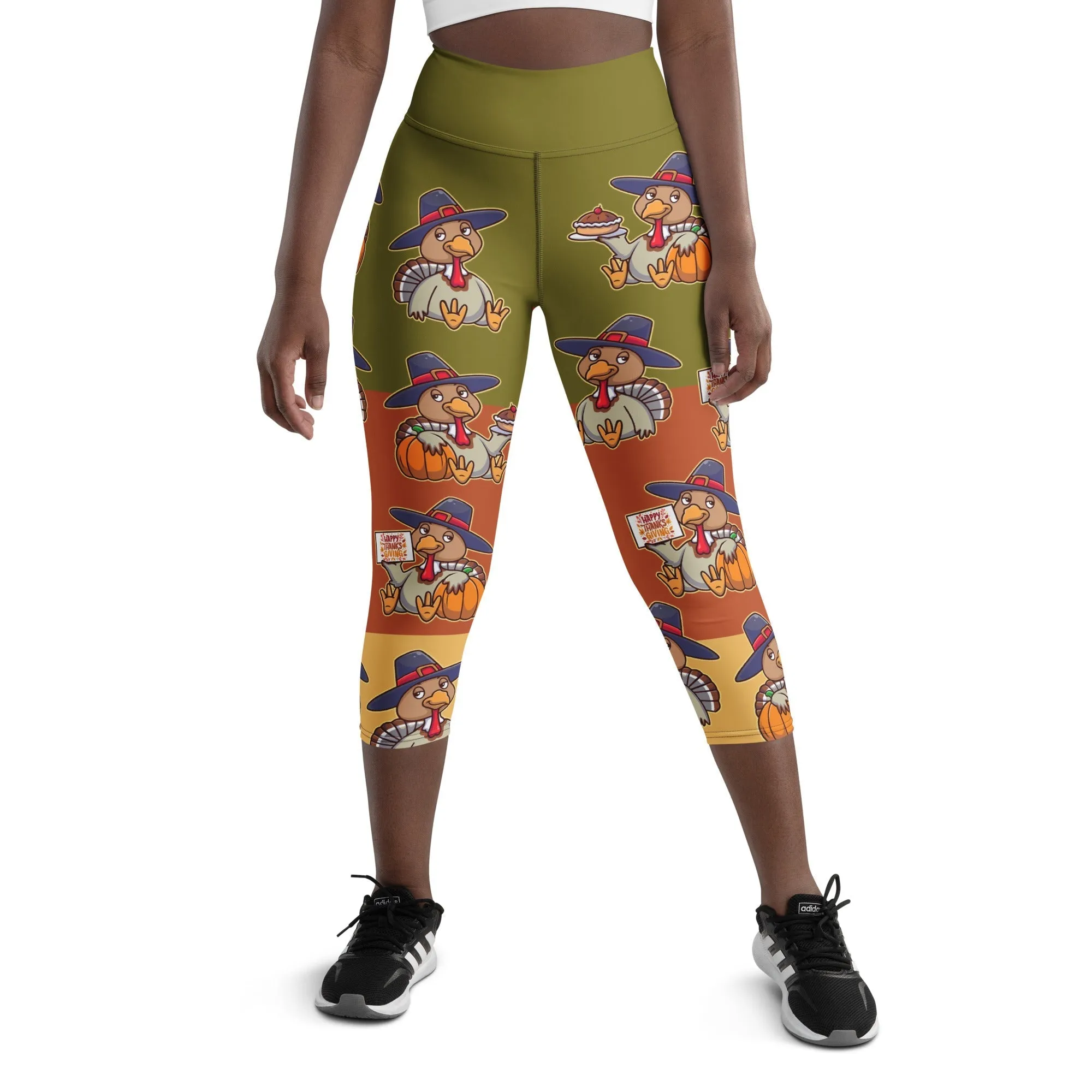 Colorful Turkey Print Yoga Capris