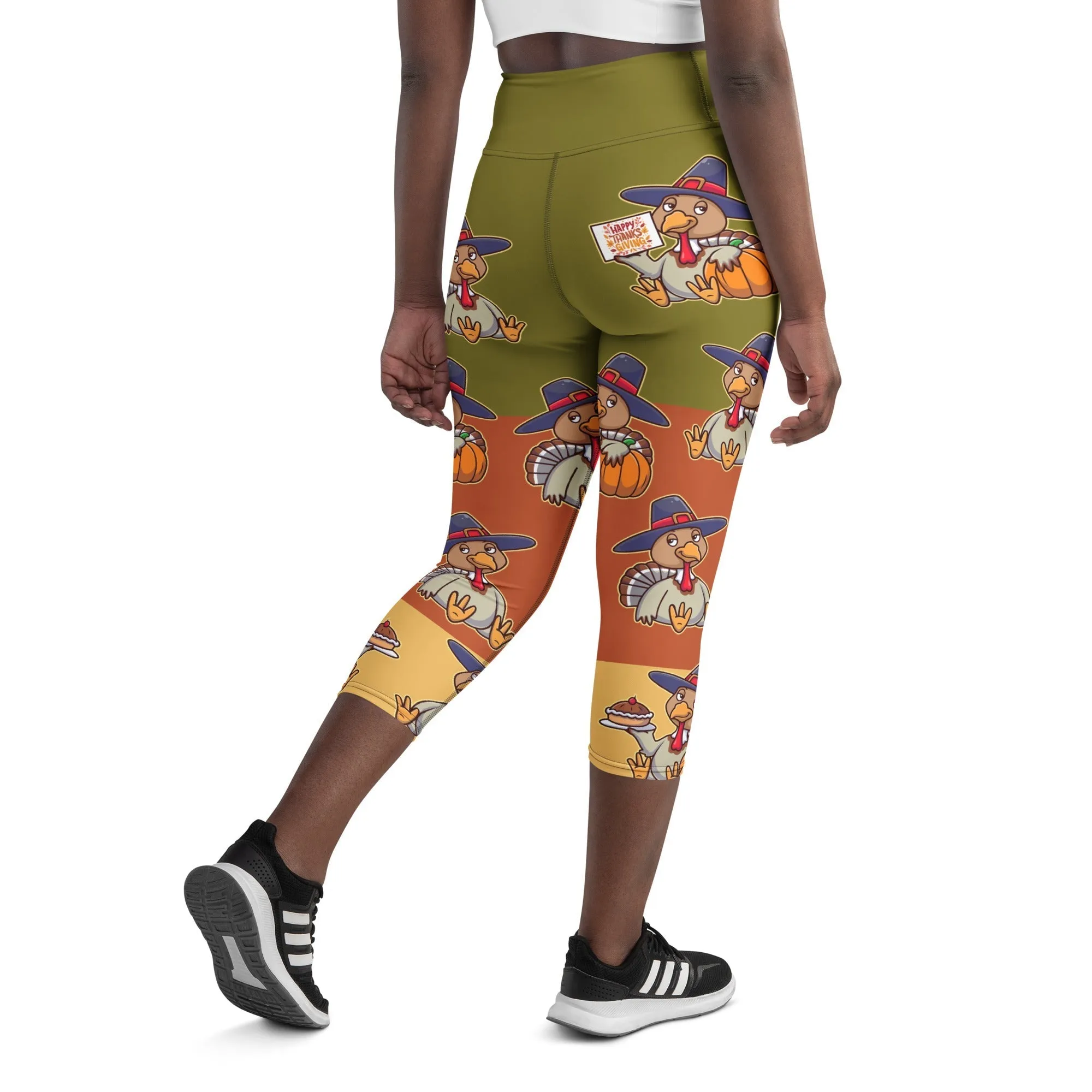 Colorful Turkey Print Yoga Capris