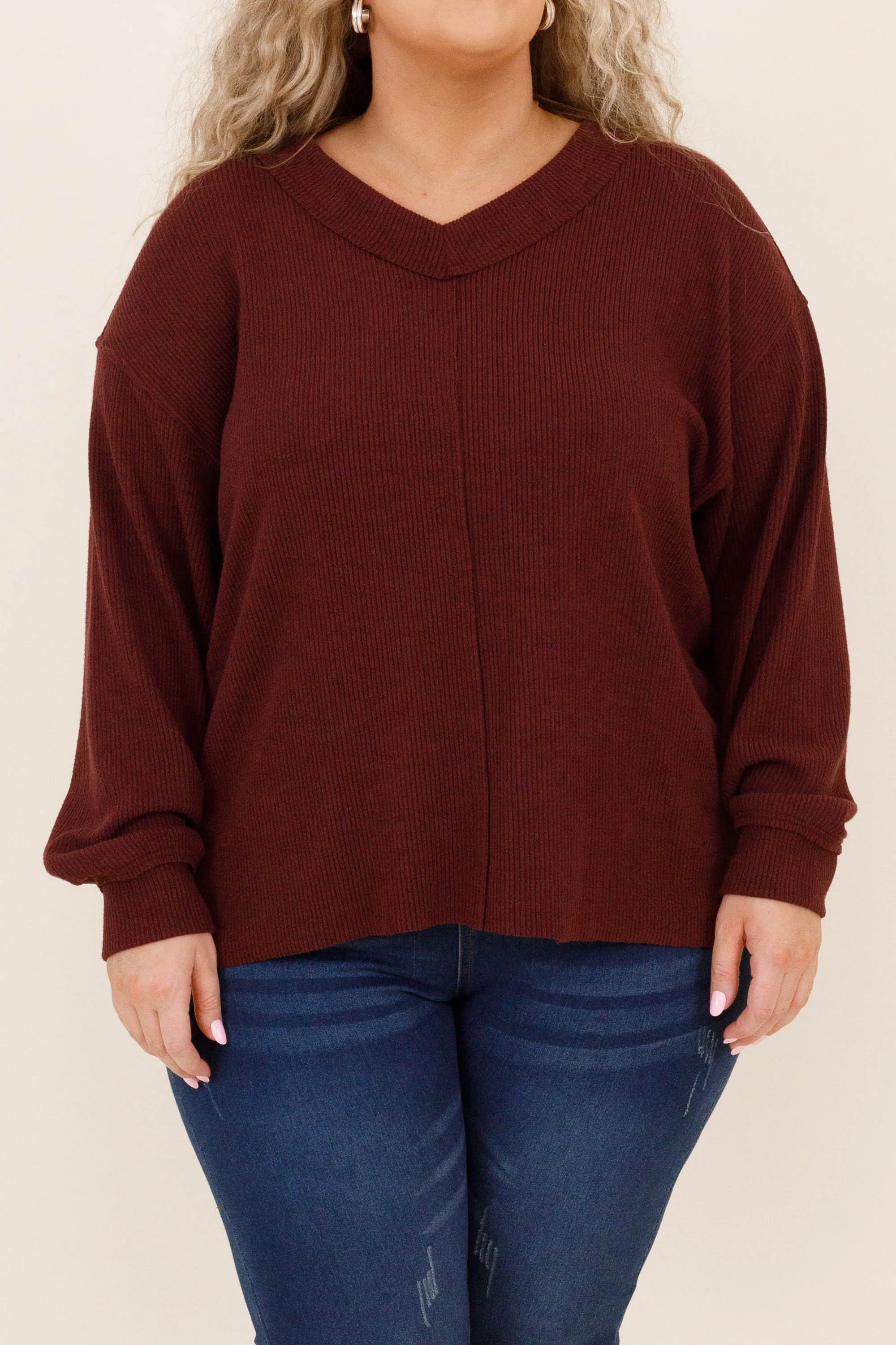 Cozy Textured Sweatshirt, Garnet