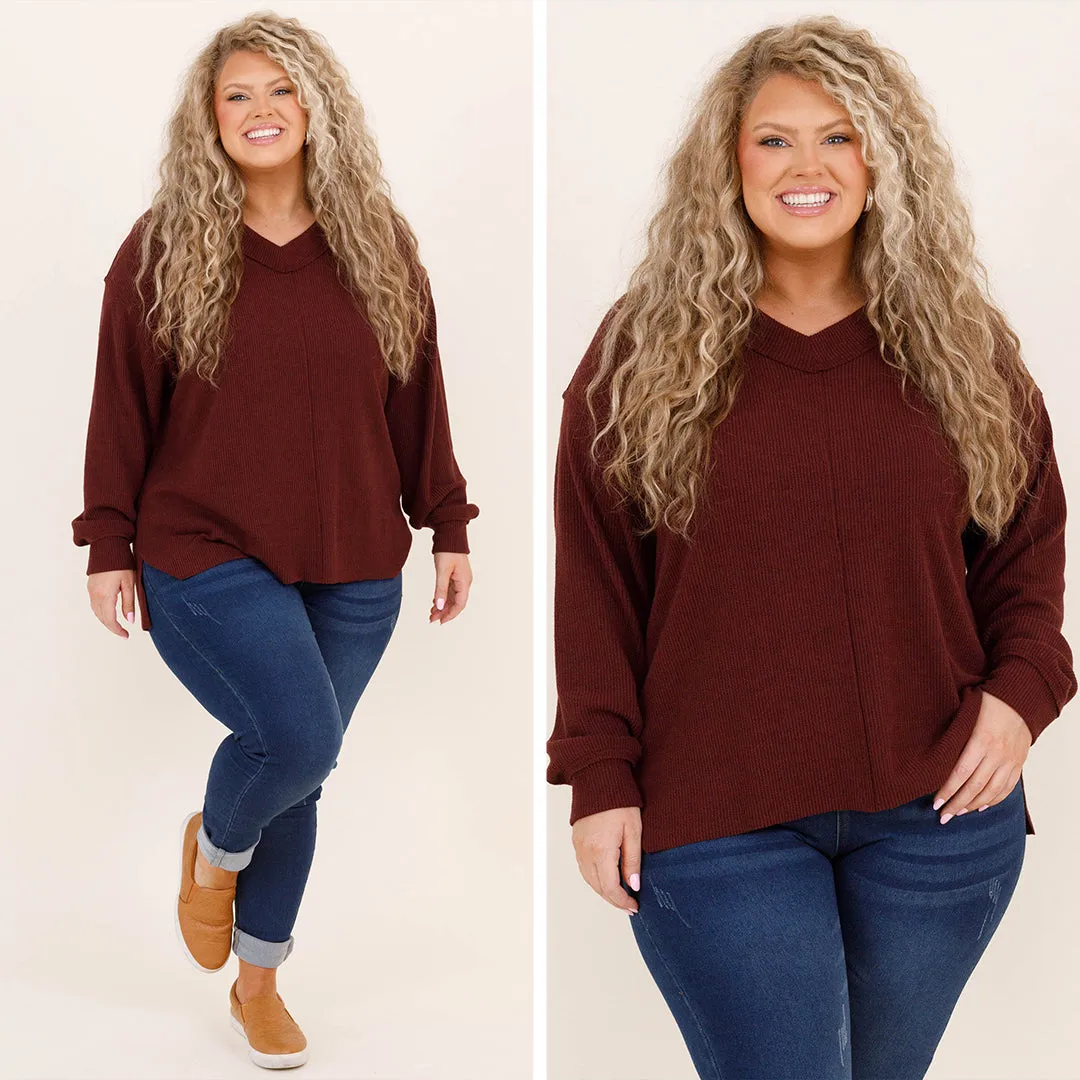 Cozy Textured Sweatshirt, Garnet