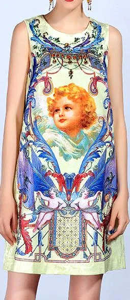 Cupid Print Shift Dress