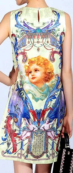 Cupid Print Shift Dress