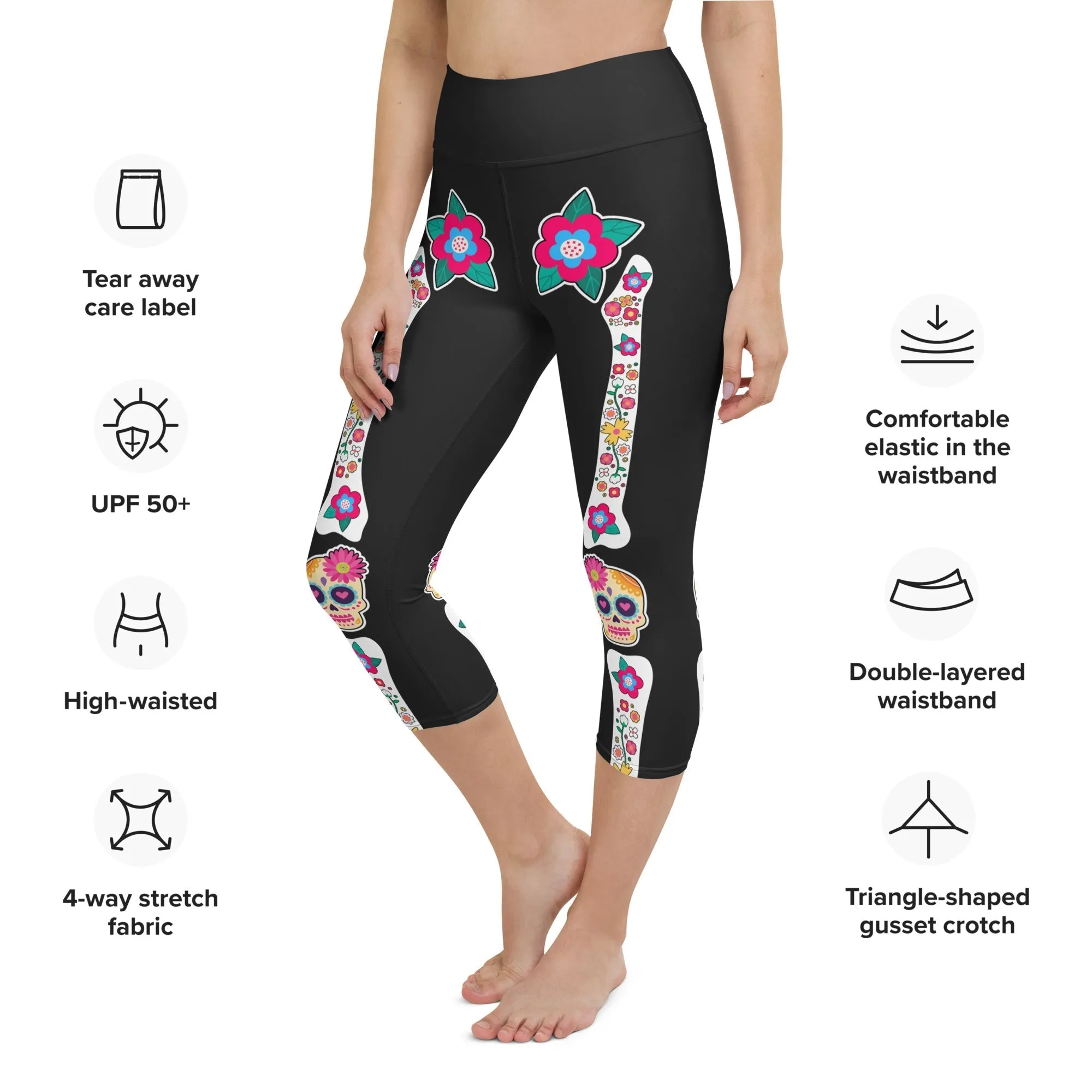 Day of the Dead Bones Yoga Capris