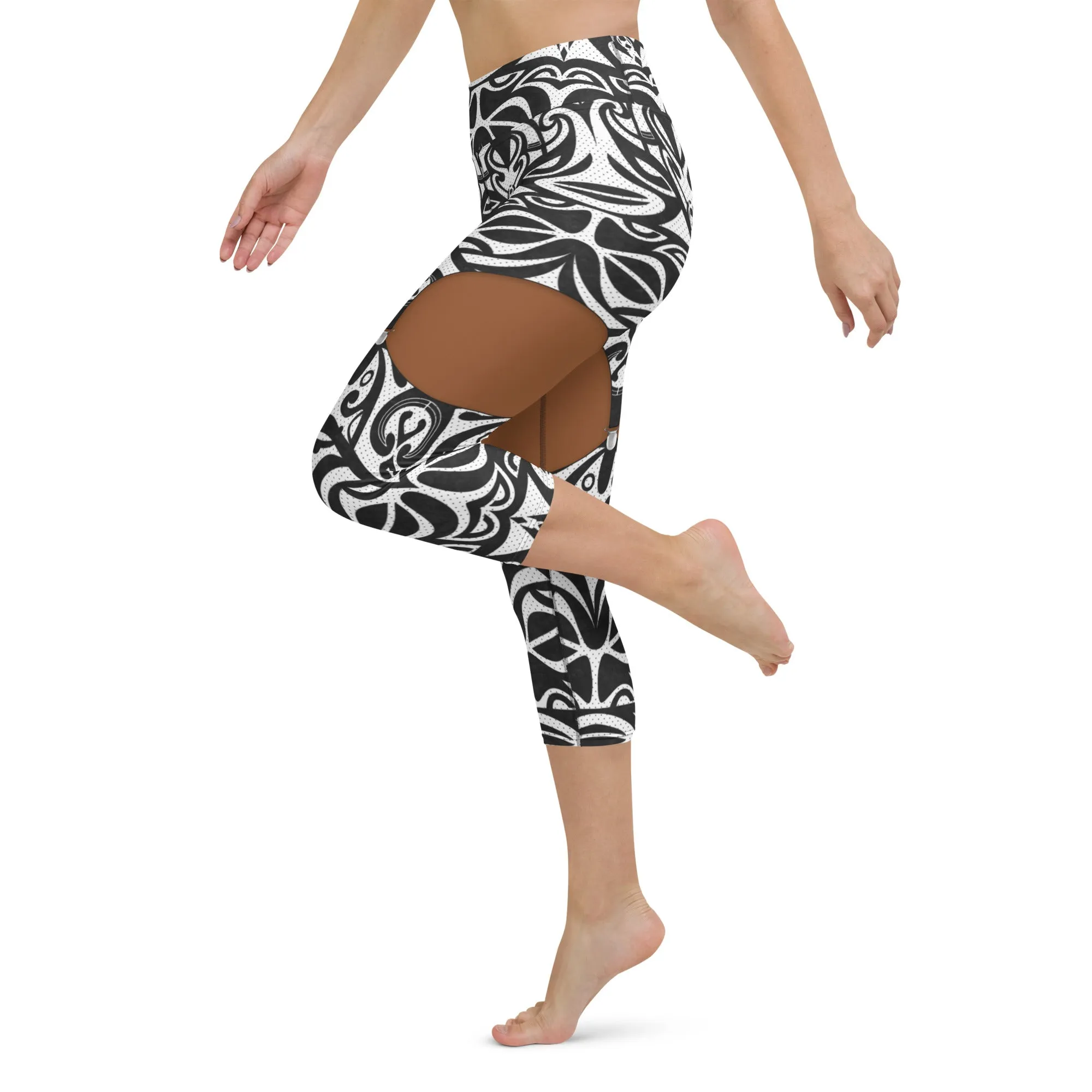 Deep Brown Cute Suspenders Yoga Capris