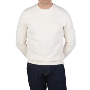 Ecru White Cotton Loopback Sweatshirt