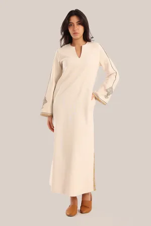 Embroidered caftan dress with pockets