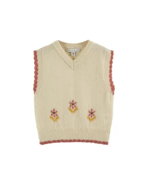 Emile et Ida 24AW Sleeveless Ecru Jacquard Sweater