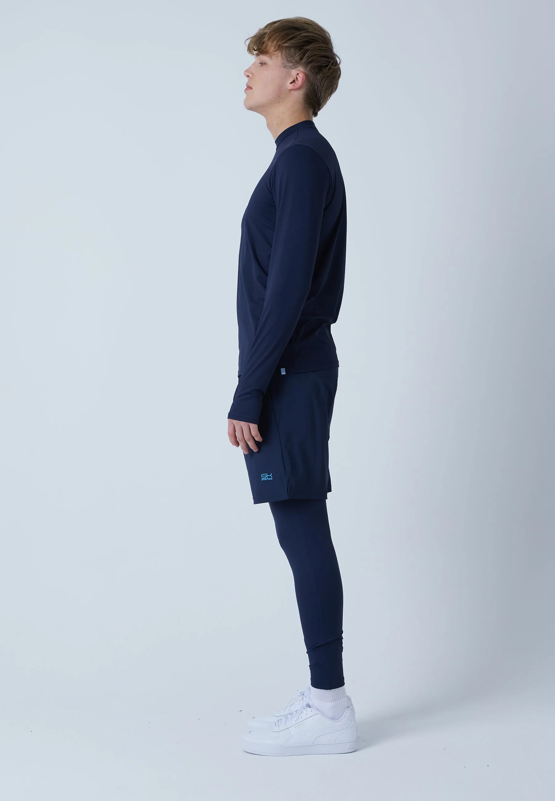 Functional Tennis Longsleeve Shirt High-Neck, navy blue