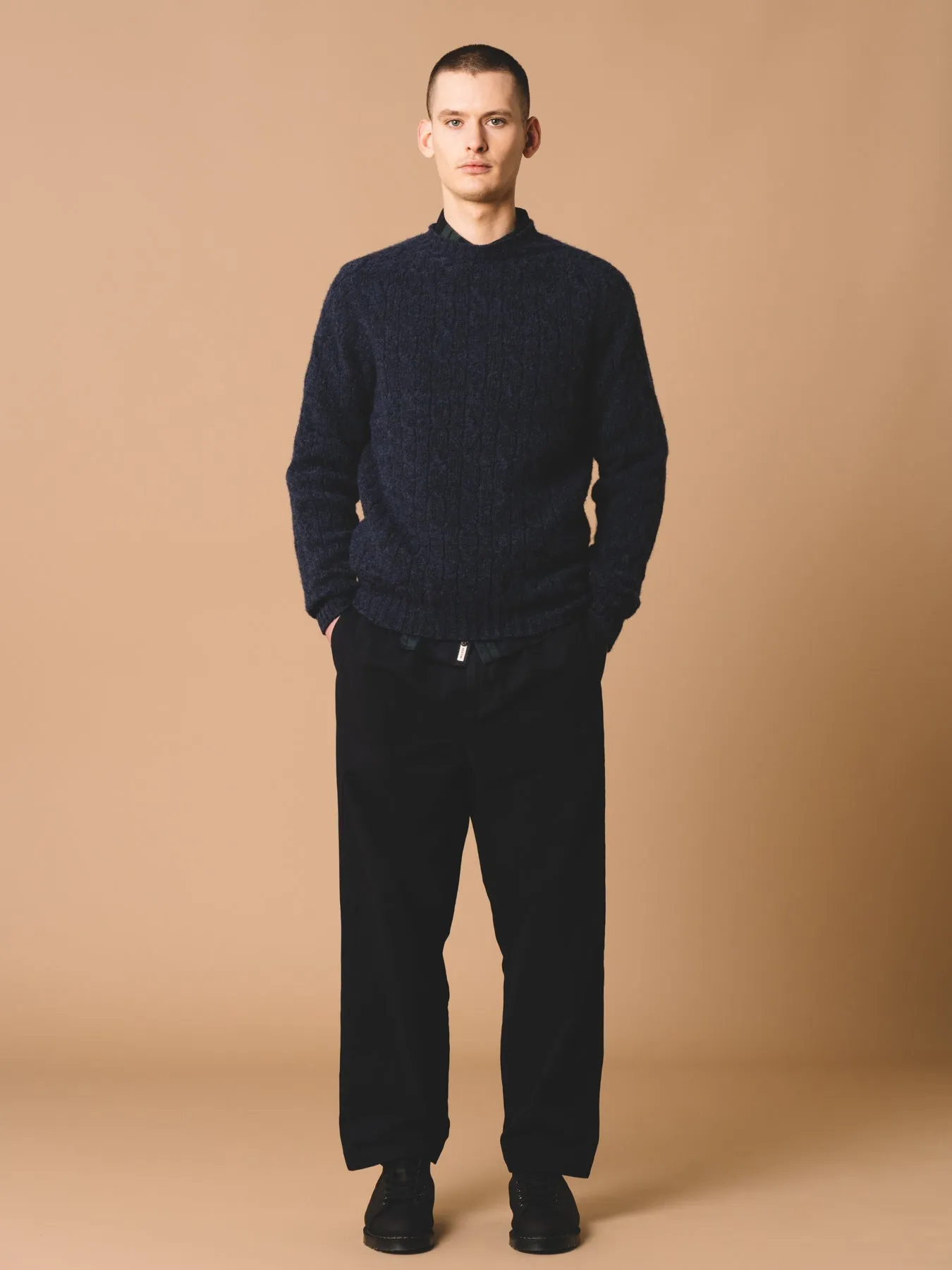 Galloway Cable Knit in Airforce Lambswool