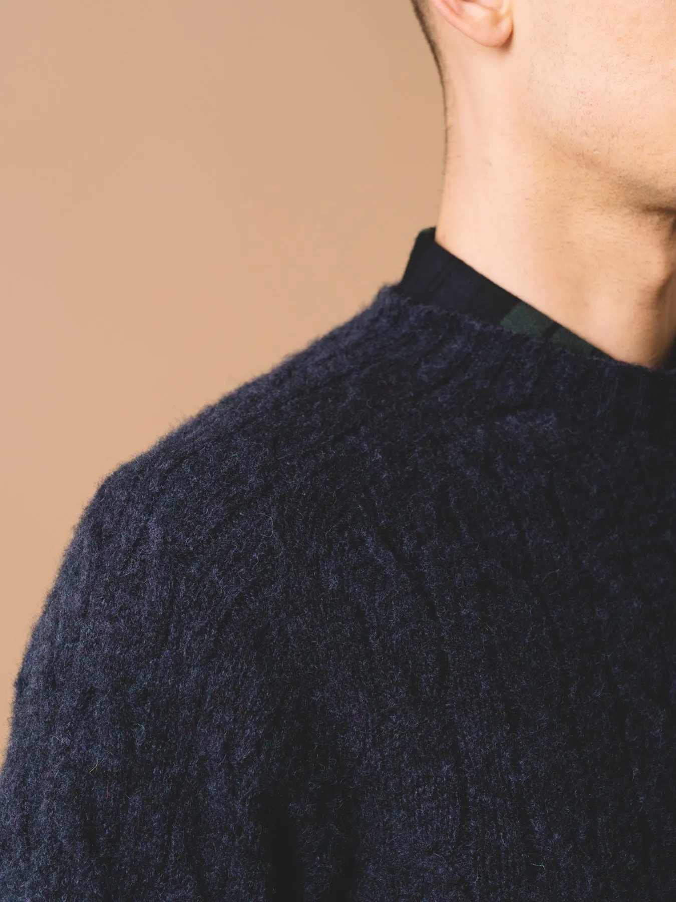 Galloway Cable Knit in Airforce Lambswool