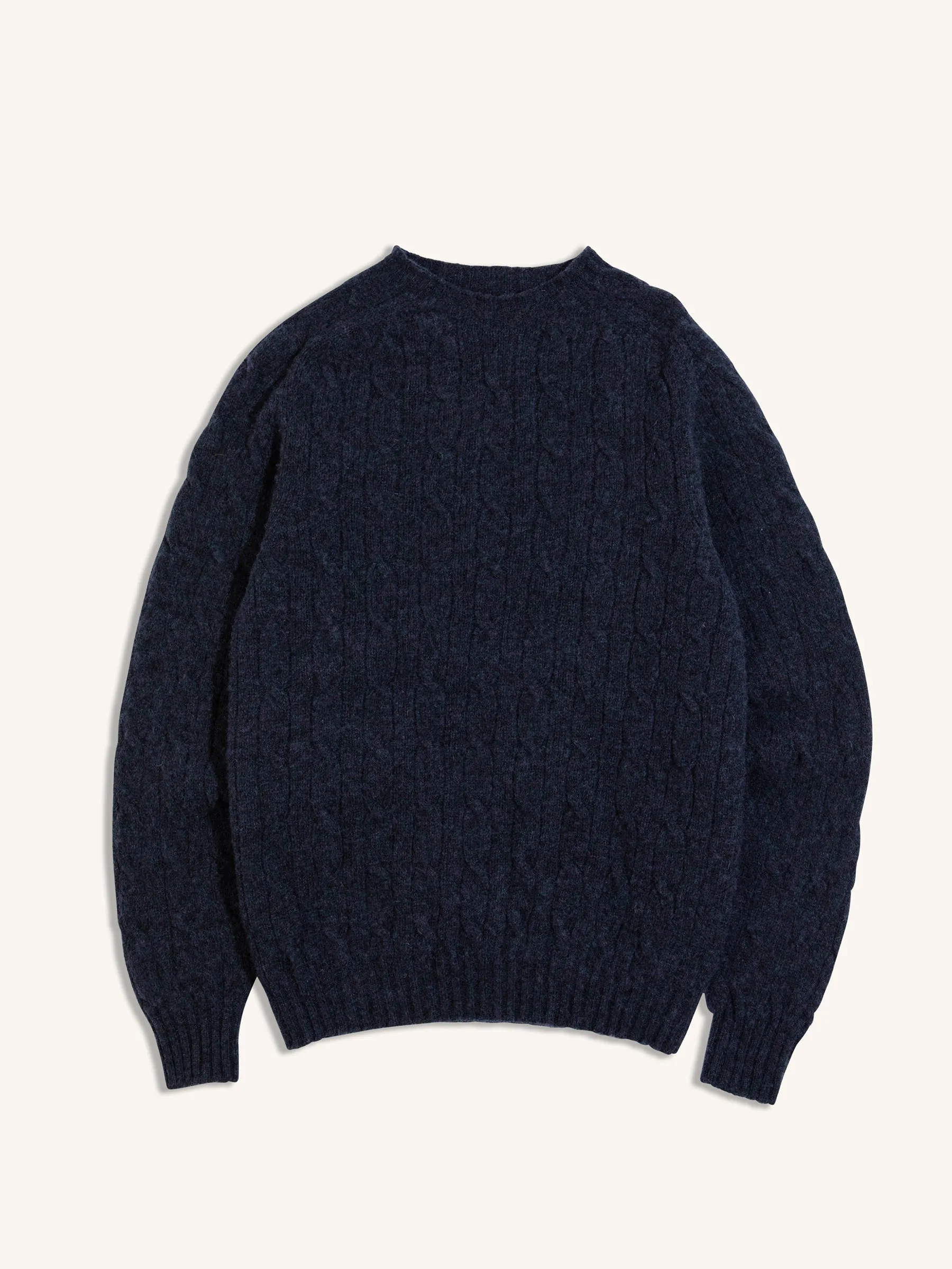 Galloway Cable Knit in Airforce Lambswool