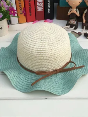 Girls Colorful Wave Edge Straw Hat