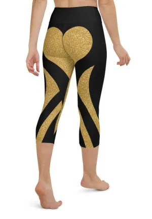 Gold Heart Shaped Yoga Capris