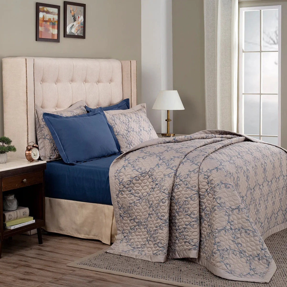 Grandeur Verona Summer AC Quilt/Quilted Bed Cover/Comforter Blue