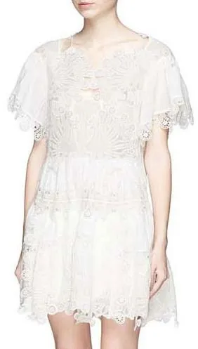 Guipure Lace and Pliss̩-Muslin Dress