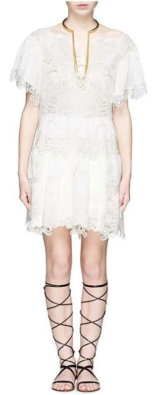 Guipure Lace and Pliss̩-Muslin Dress