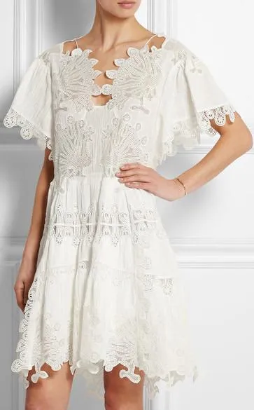 Guipure Lace and Pliss̩-Muslin Dress