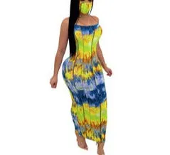 GV Women's sexy print backless girls dress colorful tie dye clothing dress