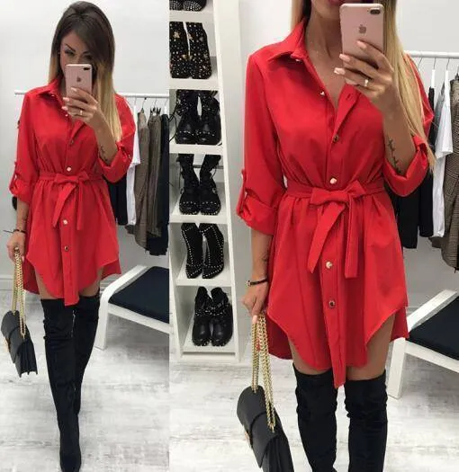 Irregular tie waist Long Shirt / mini sundresses (US 4-16)