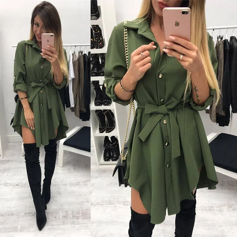 Irregular tie waist Long Shirt / mini sundresses (US 4-16)