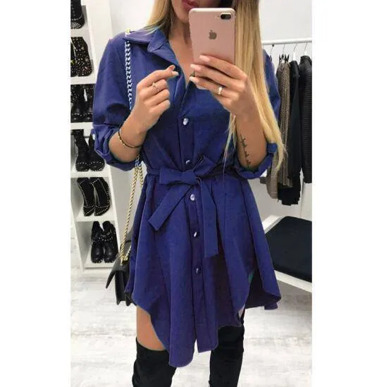 Irregular tie waist Long Shirt / mini sundresses (US 4-16)