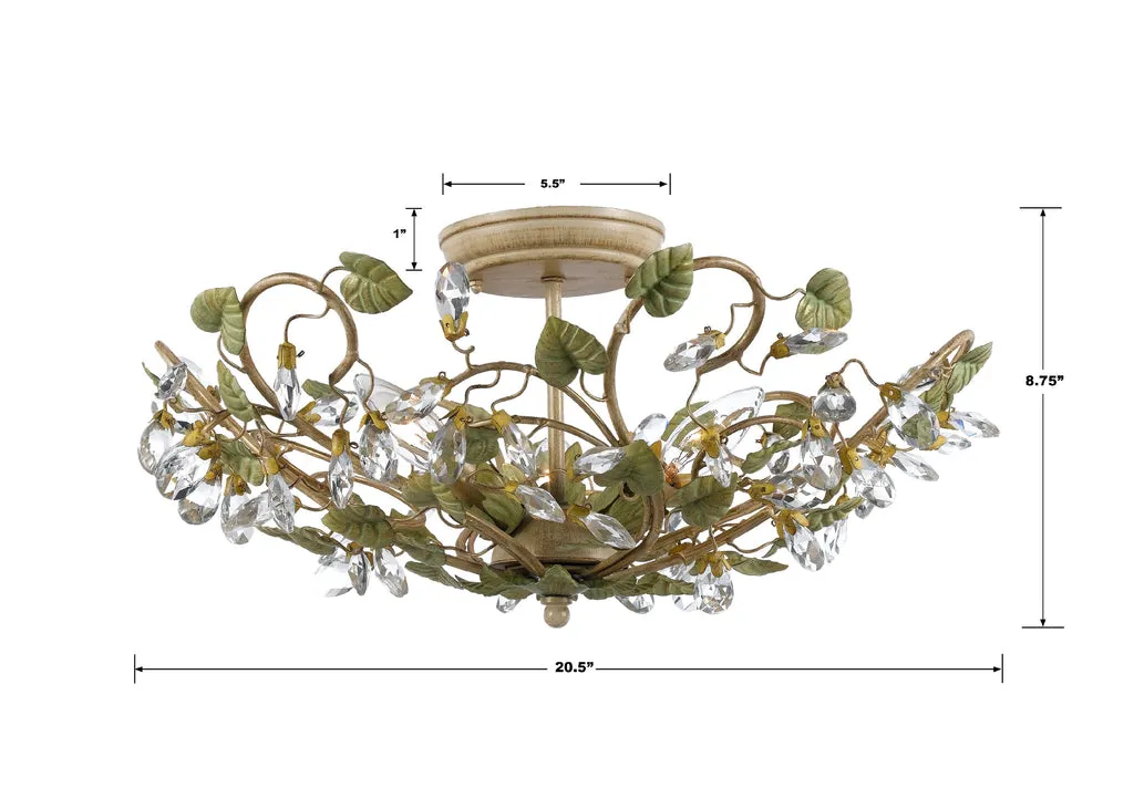 Josie 5 Light Champagne Green Tea Semi Flush Mount