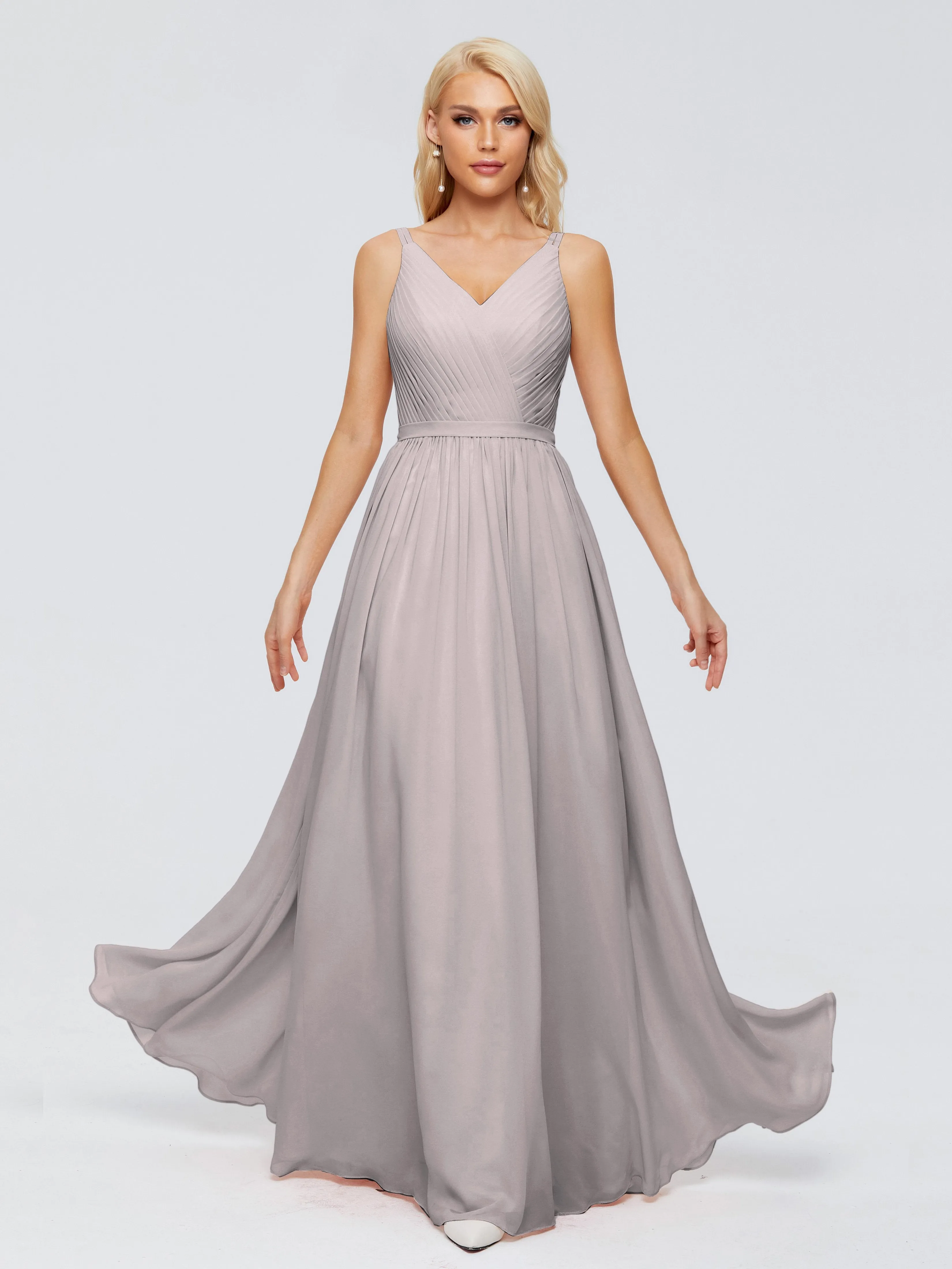 Morgan V Neck Charming Chiffon Bridesmaid Dresses