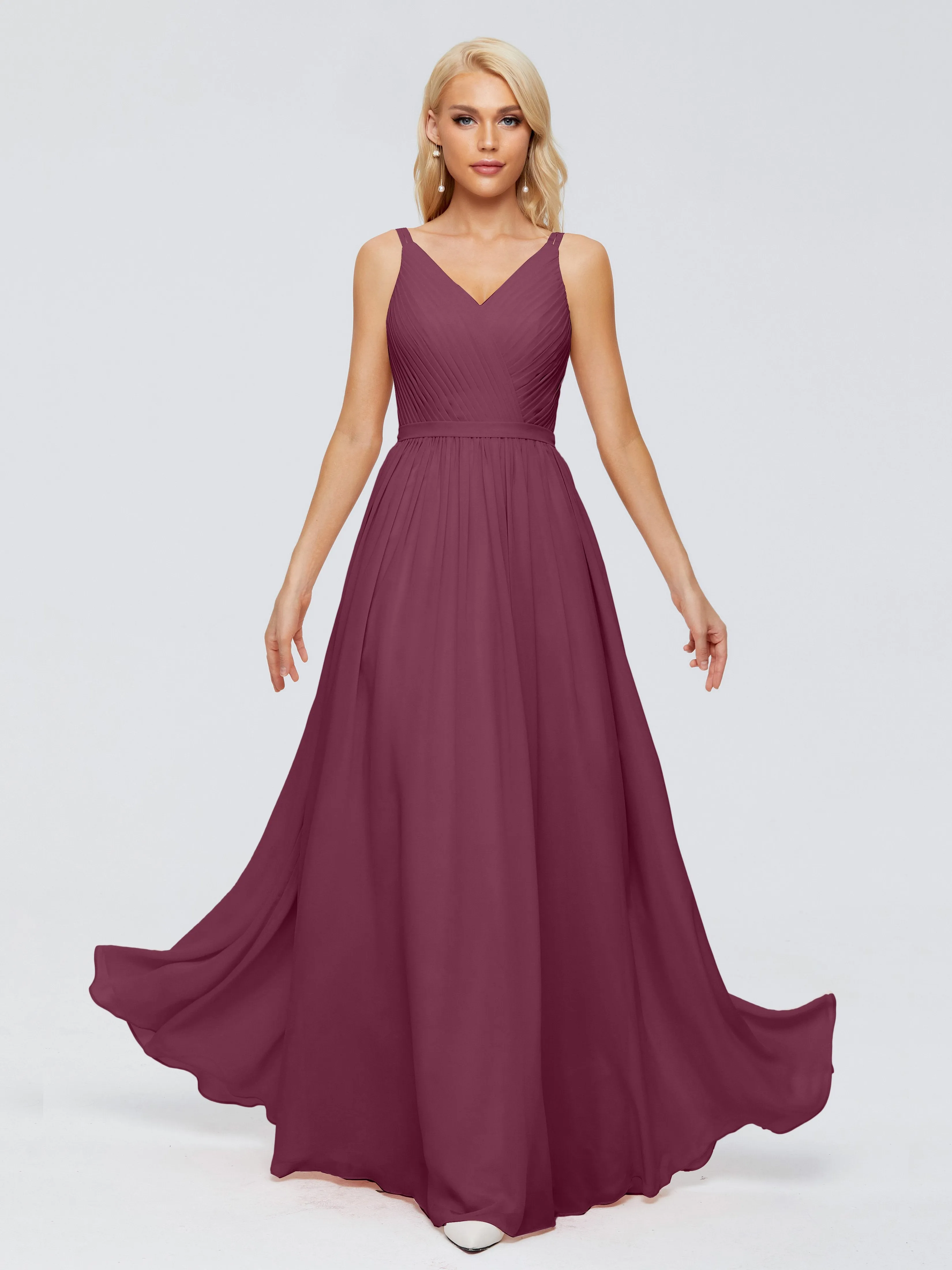 Morgan V Neck Charming Chiffon Bridesmaid Dresses